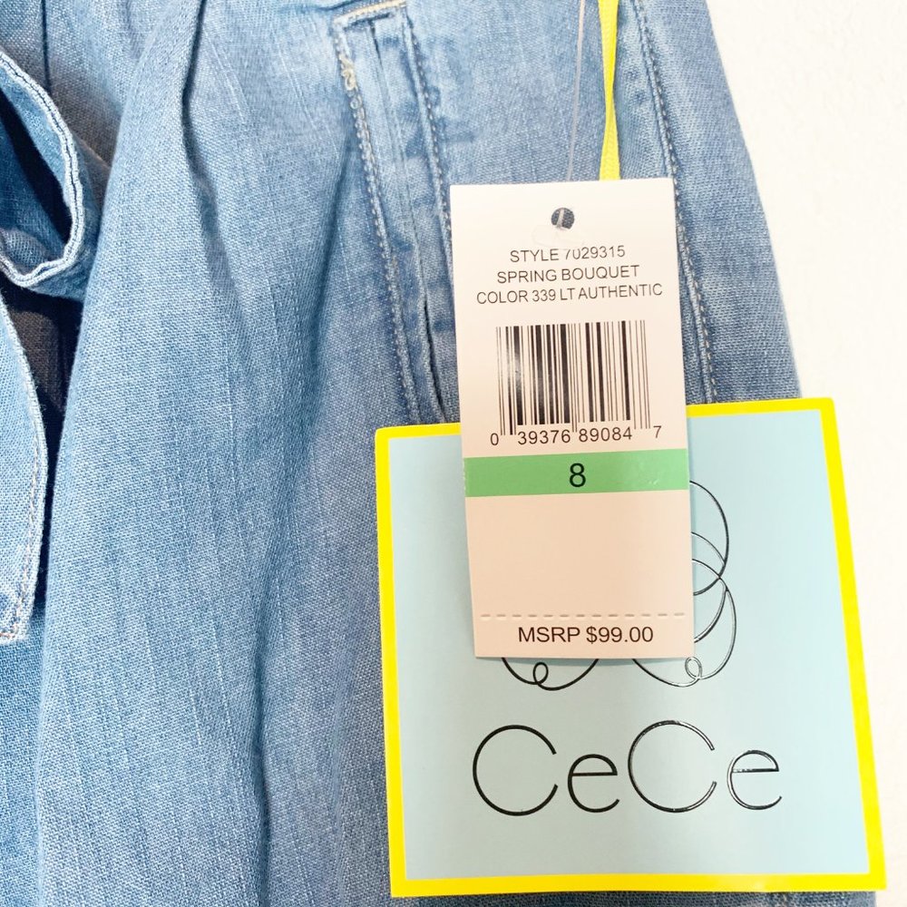 CeCe High-Waisted Denim Straight Belted pa… - Picture 8 of 8
